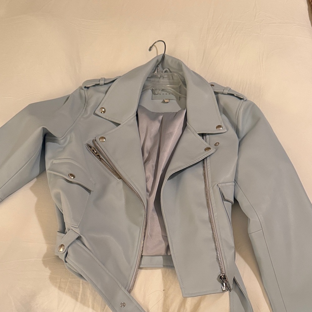 Blank NYC Sky Blue Leather Jacket